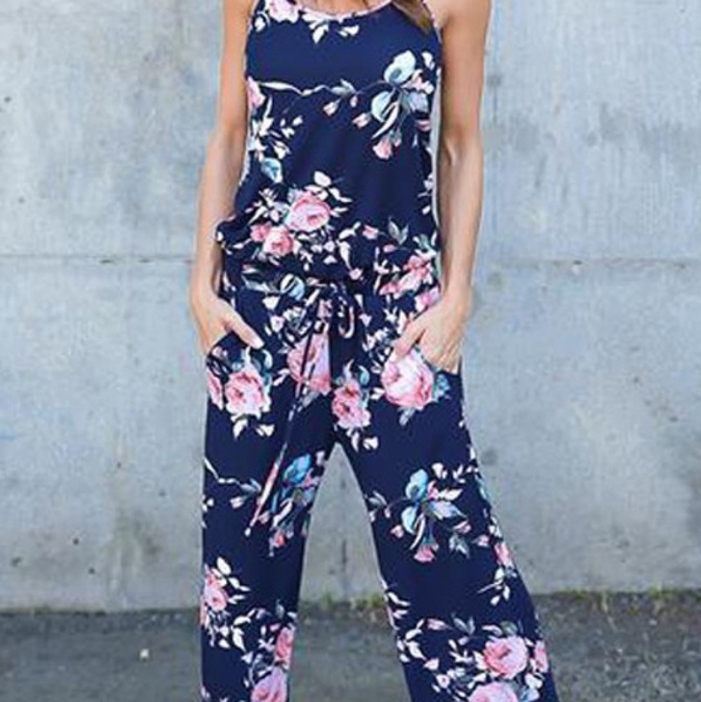 Floral pants romper